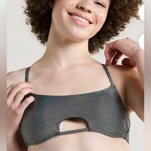 No Boundaries Kids' Holographic Bralette Bikini TOP Size M